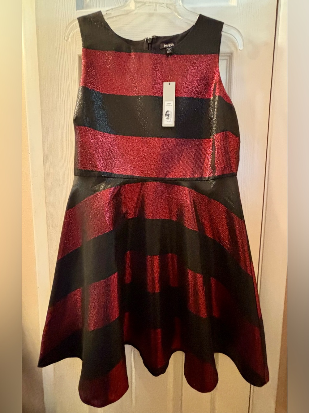 Apt. 9 Red and Black Metallic Striped Maxi Dress 14p